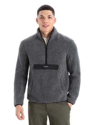 Icebreaker Eesti ZZ0F2232 mehed | Icebreaker realfleece merino kõrge vaia pikkade varrukatega pool tõmblukk Gritstone Heather/must