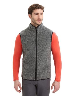 Icebreaker Eesti ZZ0F2235 mehed | Icebreaker realfleece merino kõrge hunniku vest Gritstone Heather/must