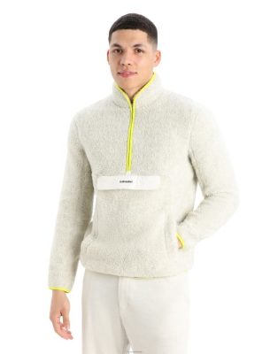 Icebreaker Eesti ZZ0F2371 mehed | Icebreaker realfleece merino kõrge vaia pikkade varrukatega pool tõmblukk Ecru Heather/Shine