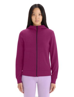 Icebreaker Eesti ZZ0F2702 naised | Icebreaker Merino Central Classic pikkade varrukatega zip kapuuts marjaks minema