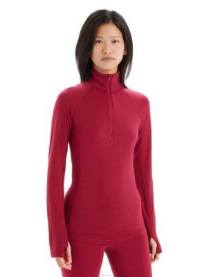 Icebreaker Eesti ZZ0F2806 naised | Icebreaker Bodyfitzone Merino 200 tsooni termiline pikkade varrukatega pool tõmblukk kirss