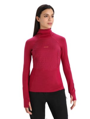 Icebreaker Eesti ZZ0F2890 naised | Icebreaker Zoneknit Merino isoleeritud pikkade varrukatega termiline kapuuts kirss