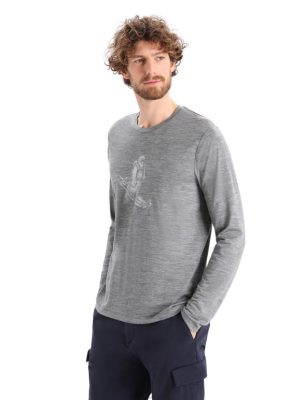 Icebreaker T-Shirt ZZ0F2342 mehed | Icebreaker Merino Tech Lite II pikkade varrukatega t-särgi suunikad Yeti Gritstone Heather