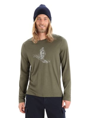 Icebreaker T-Shirt ZZ0F2343 mehed | Icebreaker Merino Tech Lite II pikkade varrukatega t-särgi suunikad Yeti loden