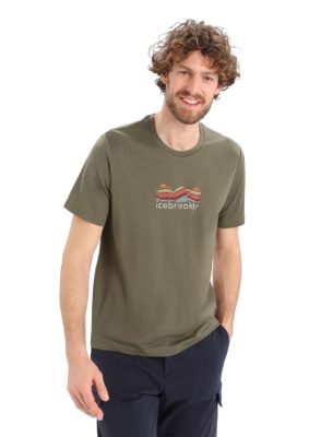 Icebreaker T-Shirt ZZ0F2384 mehed | Icebreaker Merino Tech Lite II lühikeste varrukatega T-särgi mägigeoloogia loden