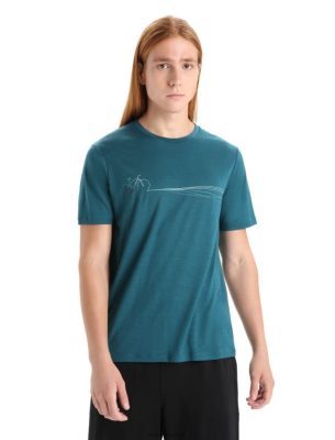 Icebreaker T-Shirt ZZ0F258 mehed | Icebreaker Merino Tech Lite II lühikeste varrukatega t-särgi kadentsiteed roheline hiilgus