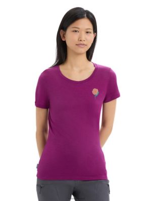 Icebreaker T-Shirt ZZ0F2622 naised | Icebreaker Merino Tech Lite II lühikeste varrukatega t-särk kevadlilled marjaks minema