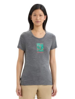 Icebreaker T-Shirt ZZ0F2646 naised | Icebreaker Merino Tech Lite II lühikeste varrukatega t-särk metslille õitsemine Gritstone Heather