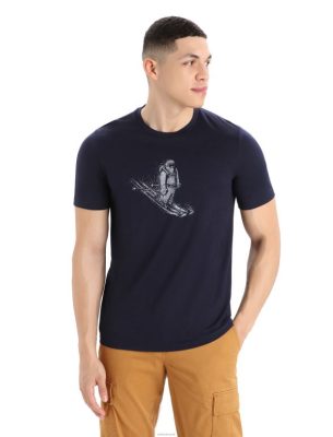 Icebreaker T-Shirt ZZ0F273 mehed | Icebreaker Merino Tech Lite II lühikeste varrukatega T-särgi suusatamine Yeti kesköö merevägi