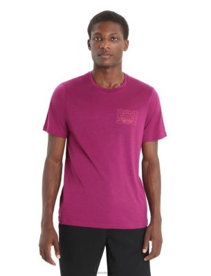 Icebreaker T-Shirt ZZ0F282 mehed | Icebreaker Merino Tech Lite II lühikeste varrukatega T-särk mägi päikeseloojang marjaks minema