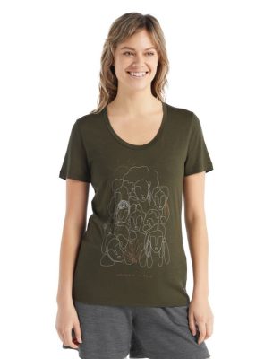 Icebreaker T-Shirt ZZ0F2929 naised | Icebreaker Merino Tech Lite II lühikeste varrukatega Scoopi t-särgi ring loden